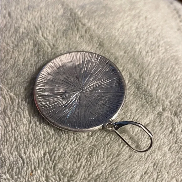 Scroll & Vine Silver Tone Leverback Drop Dangle Earrings circular metallic boho - Picture 5 of 13